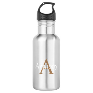 Handsome Black Modern Gold Monogram Trinkflasche