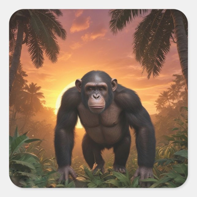 Handsome Chimp Quadratischer Aufkleber (Vorderseite)