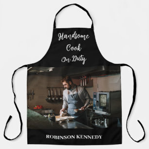 Handsome Cook on Duty Custom Foto Name Men Koch Schürze