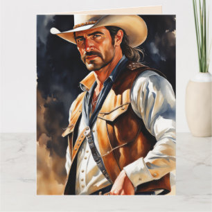 HANDSOME COWBOY BIRTHDAY GREETING CARD KARTE