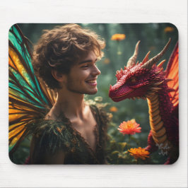 Handsome Fairy Red Dragon Design Mousepad