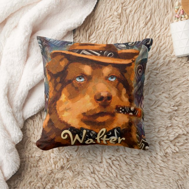 Handsome Gangster Hund mit Personalisierten blauen Kissen (Decke)