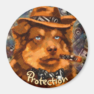 Handsome Gangster Hund mit Personalisierten blauen Magnet