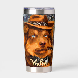 Handsome Gangster Hund mit Personalisierten blauen Thermobecher