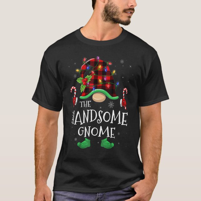 Handsome Gnome Buffalo Plaid Matching Family Chris T-Shirt (Vorderseite)