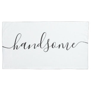 Handsome männlicher NAME White Black Script Kissenbezug