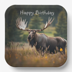 Handsome Moose Birthday Pappteller