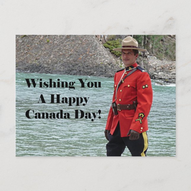 Handsome Mountie Happy Canada Day Funny Foto Postkarte (Vorderseite)