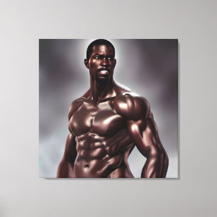 Handsome Musculular Black Man Canvas Print Leinwanddruck