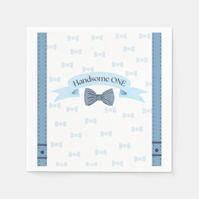 Handsome One Baby Boy First Birthday Party Napkins Serviette (Vorderseite)
