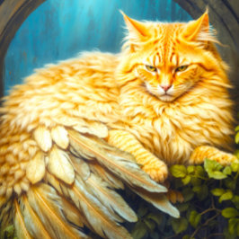 Handsome Orange Tabby Cat mit Schwanz Feathers
