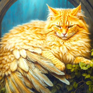 Handsome Orange Tabby Cat mit Schwanz Feathers