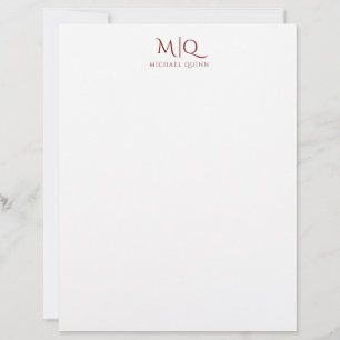 Handsome Red Monogram Decorative Initials Name Briefbogen