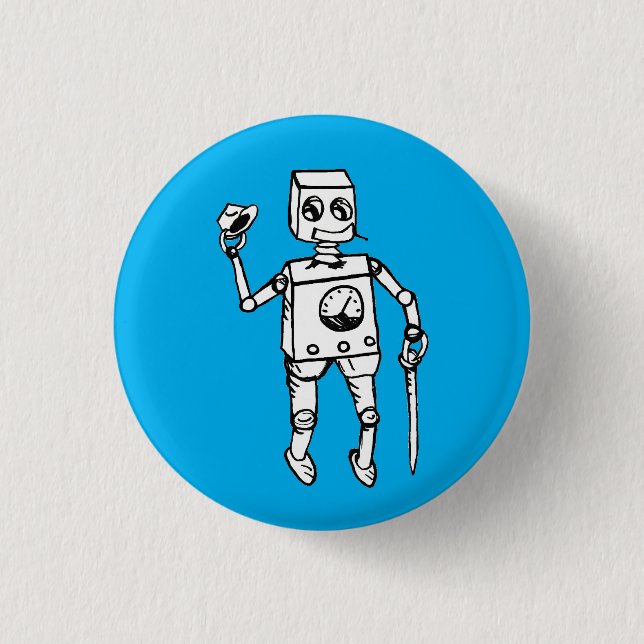 Handsome Robot von Fred Wilder on Blue Button (Vorderseite)