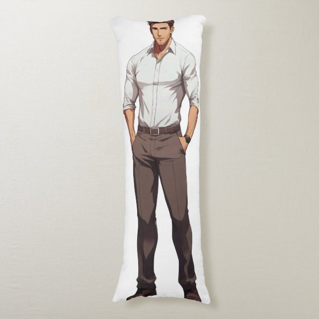 Handsome Rugged Ikemen Anime Seitenschläferkissen (Vorderseite Vertikal)