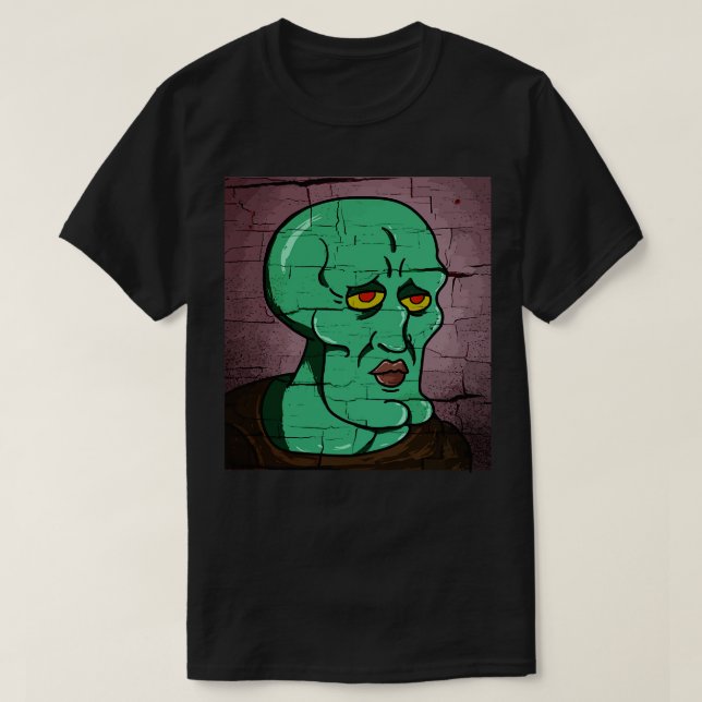 Handsome Squidward Distressed Style Vector Gezeich T-Shirt (Design vorne)