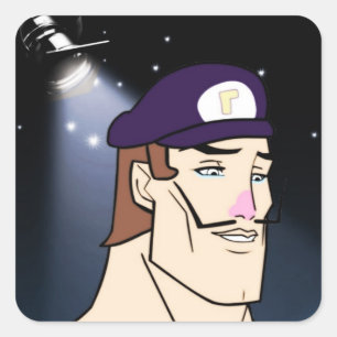 Handsome Waluigi Quadratischer Aufkleber