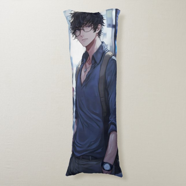 Handsome Young Man Anime Seitenschläferkissen (Vorderseite Vertikal)