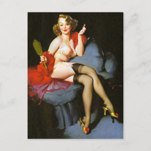 Handspiegel Pin Up Postkarte