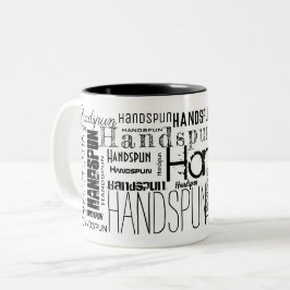HANDSPUN! Typografie Word Cloud Zweifarbige Tasse