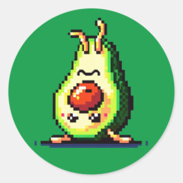 Handstand Avocado: 8-Bit-Fitness Spaß Runder Aufkleber