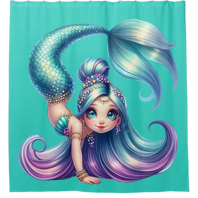 "Handstand Mermaid Magic" Duschvorhang (Vorderseite)