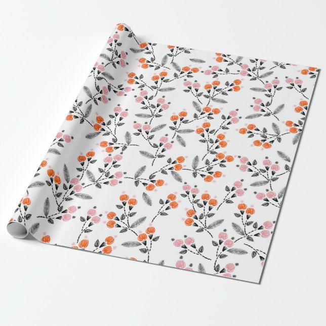 Handstich Stickerei Nahtloses Muster mit Litze Geschenkpapier (Ungerollt)