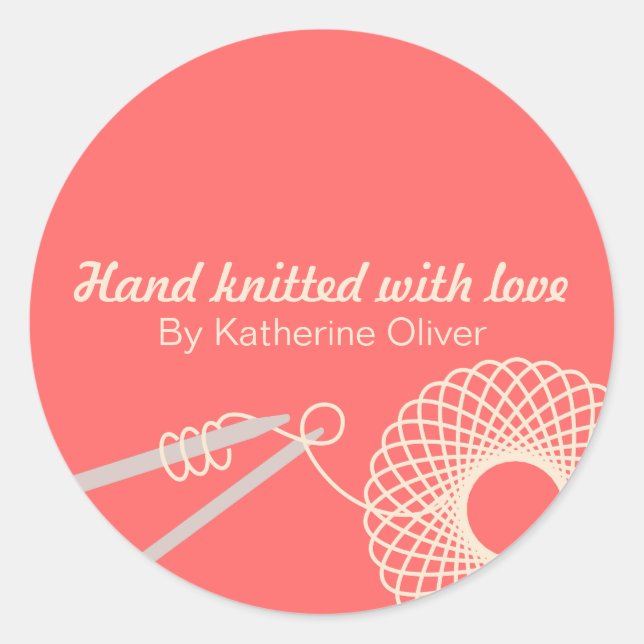 Handstricksticker Runder Aufkleber (Vorderseite)