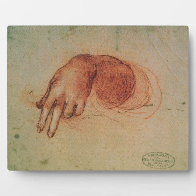 Handstudie (rote Kreide auf Papier) Fotoplatte (Vorderseite)