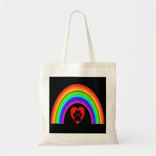 Handtasche Rotes Herz mit Paw unter einem Regenbog Tragetasche