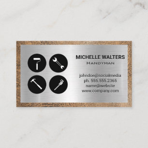 Handtools-Icons   Metal und Verschleißleder Visitenkarte