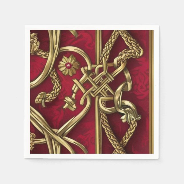 Handtuch aus rotem und goldhaltigem mittelalterlic serviette (Vorderseite)