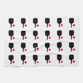 Handtuch aus schwarzen Picklebs und rosa Bälle