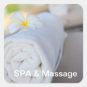 Handtuch aus weißem WELLNESS-CENTER Quadratischer Aufkleber
