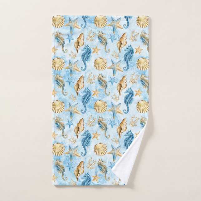 Handtuch Blau Muscheln Seestern Ozean (Handtuch)