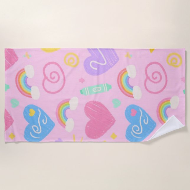 Handtuch für Herz und Doodles - Nudeln im Pastell- (Vorderseite)
