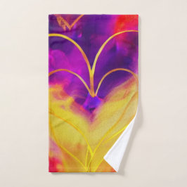 Handtuch für lila und goldene Herzen