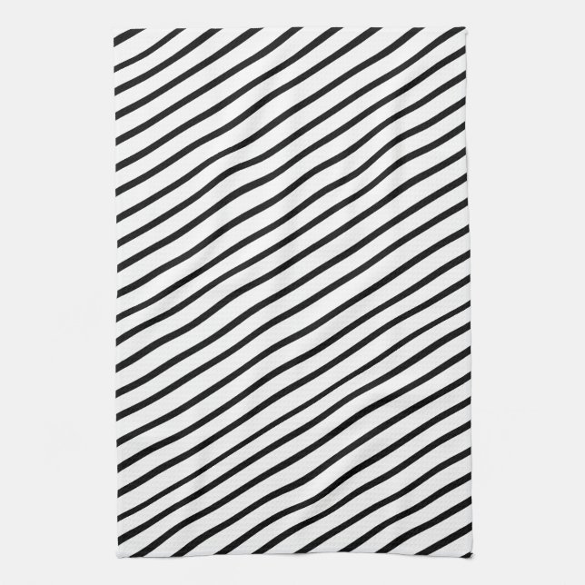 Handtuch mit schwarzem und weißem Diagonalstreifen (Vertikal)