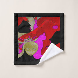 Handtuch oder Wash Tuch in Rot und Schwarz