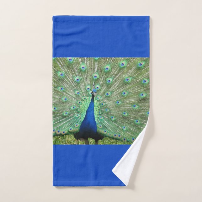 Handtuch - Pfau auf Königsblau (Handtuch)