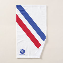 Handtuch Rot Blauer Streifen personalisieren