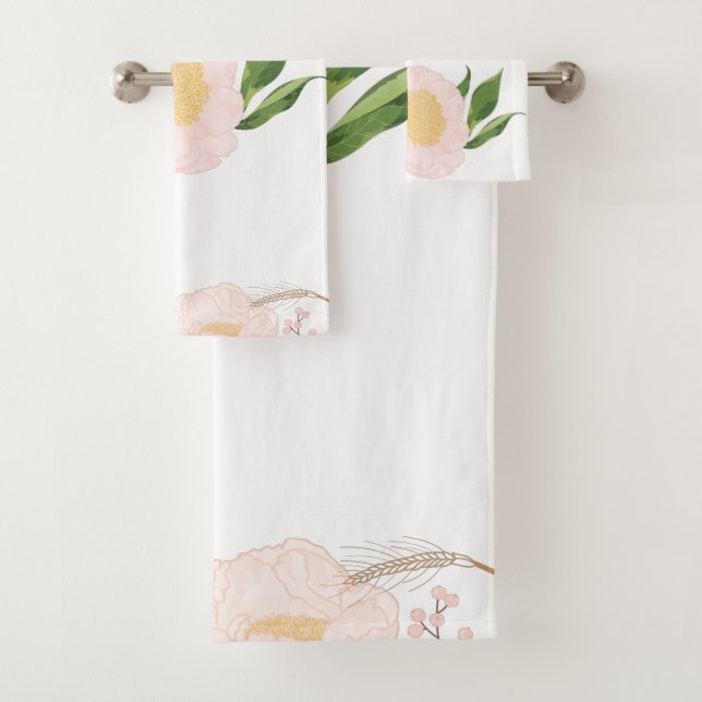 Handtuch Set Baby Pink Cosmos auf Weiß (Insitu)