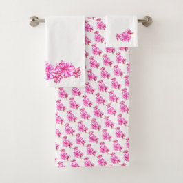 Handtuch-Set - Rosa Geranblüten Badhandtuch Set