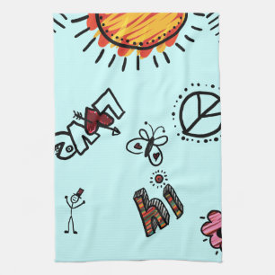 Handtuch, Sommer Doodle Kunst Küchentuch