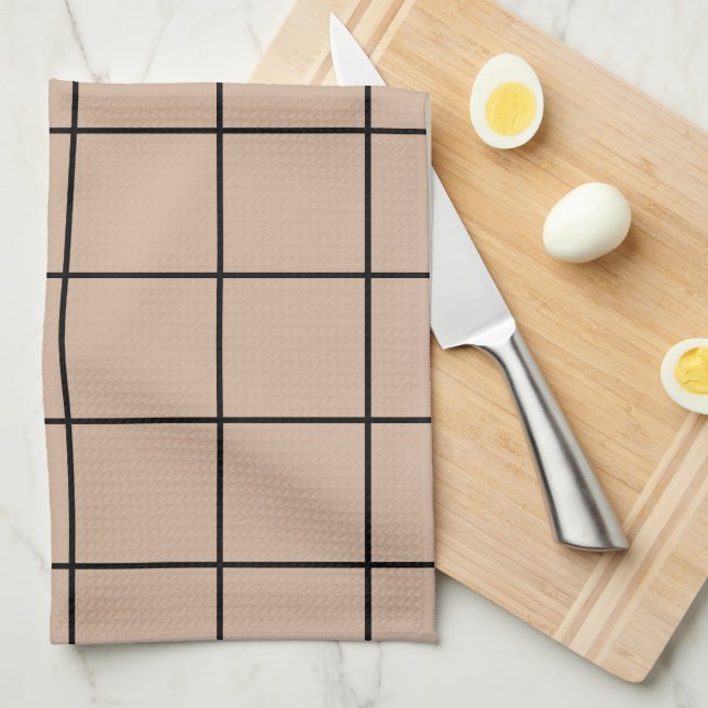 Handtücher für die Küche in Beige und Schwarz (Viertel Falte)