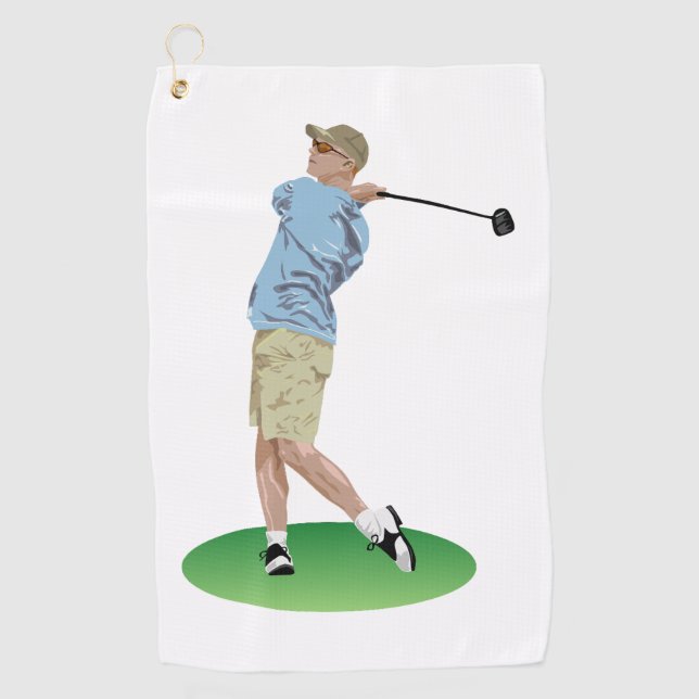 Handtücher für Golf Man schwingt in einem Golfclub (Vorderseite)