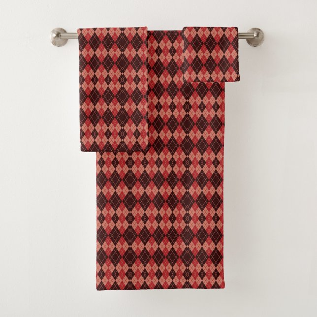 Handtücher mit einem rot-schwarzen Argyle-Muster (Von Creator hochgeladen)