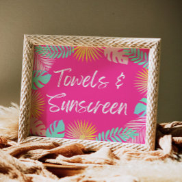 Handtücher und Sonnenschutzcreme | Party-Zeichen d