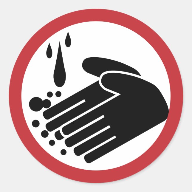 Handwaschanzeige Runder Aufkleber (Vorderseite)