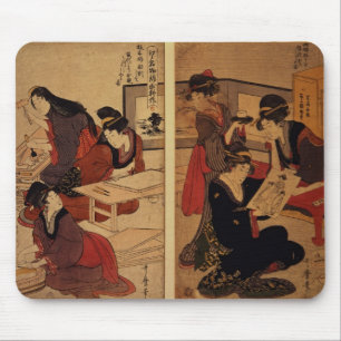 Handwerker, die einen Holzschnitt, c.1857 machen Mousepad